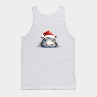 Christmas Peeking Baby Hippo Tank Top